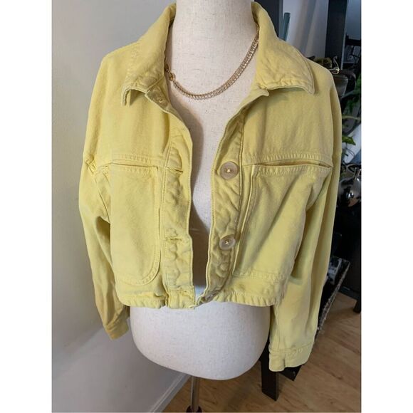 Zara yellow jean jacket size small cut - Picture 1 of 4